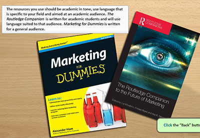 Image of two different front covers of different books. The left image is of the book Marketing for Dummies and the second one is The Routledge Companion tor the Future of Marketing.